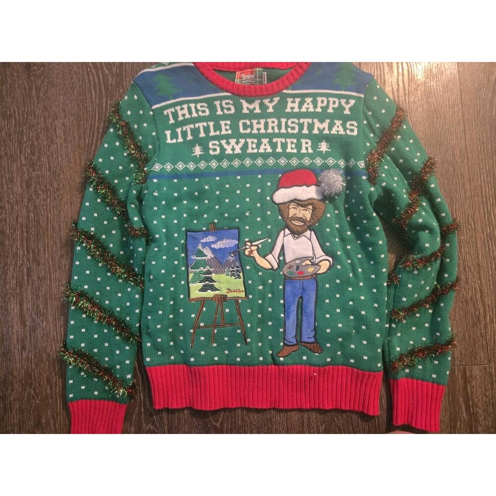 Bob Ross Ugly Christmas Sweater Mens M - Picture 7 of 7